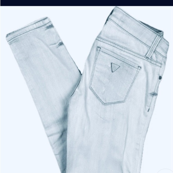 White washed distressed mid crop guess jeans - Picture 5 of 7